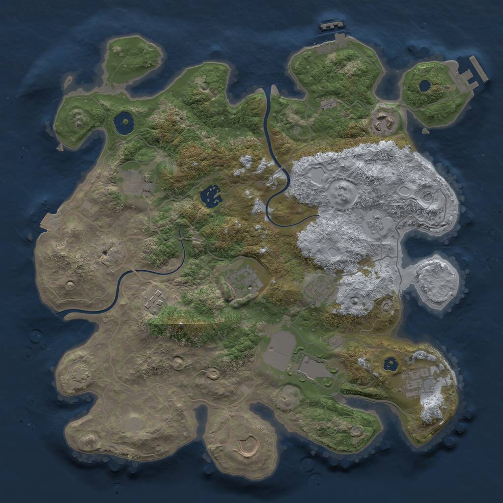 Rust Map: Procedural Map, Size: 3500, Seed: 1719422592, 15 Monuments