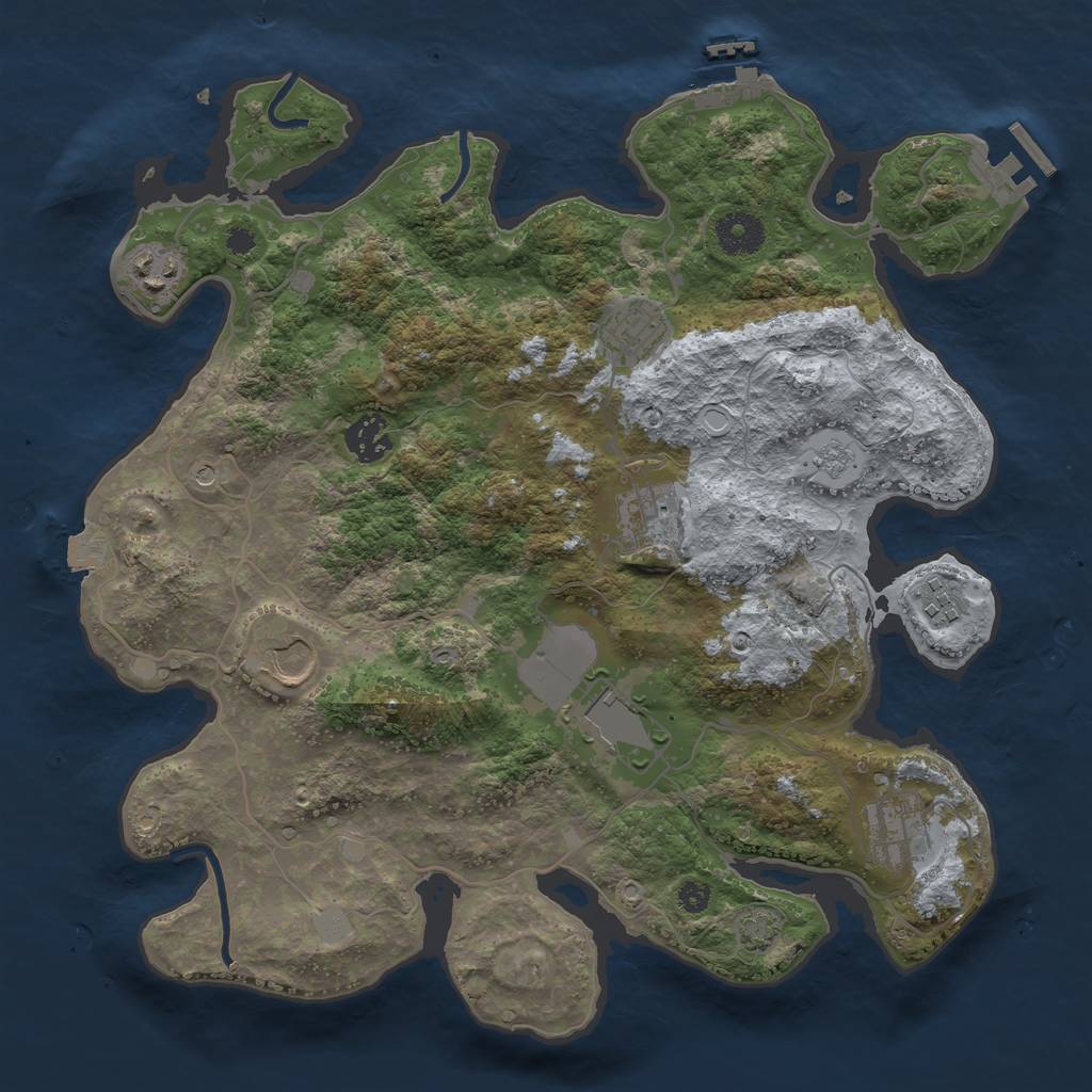 Rust Map: Procedural Map, Size: 3500, Seed: 1719422592, 16 Monuments