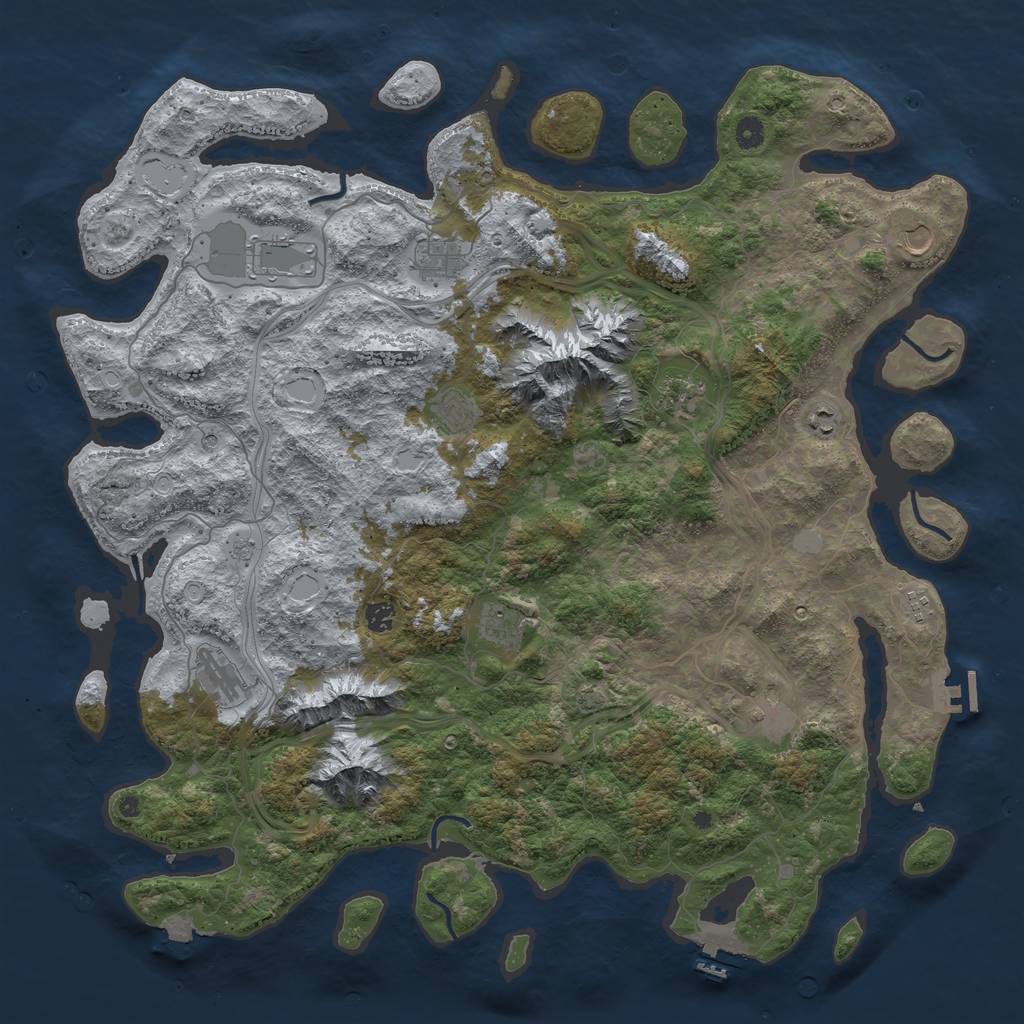 Rust Map: Procedural Map, Size: 5000, Seed: 1542960, 19 Monuments