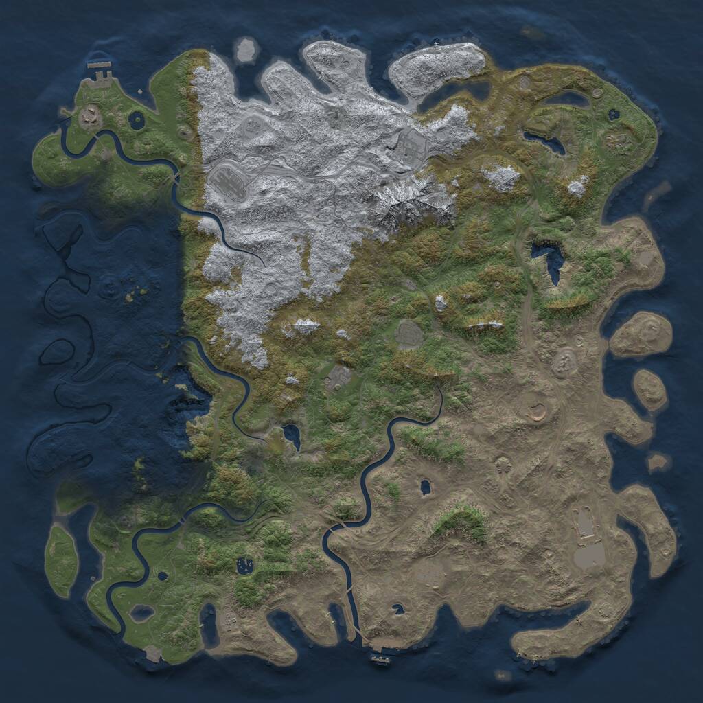 Rust Map: Procedural Map, Size: 6000, Seed: 495631266, 17 Monuments