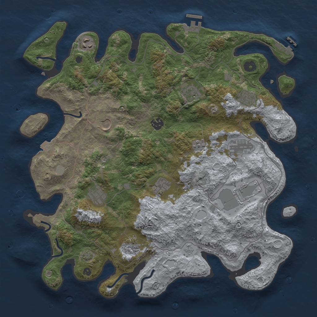 Rust Map: Procedural Map, Size: 4000, Seed: 444836099, 19 Monuments