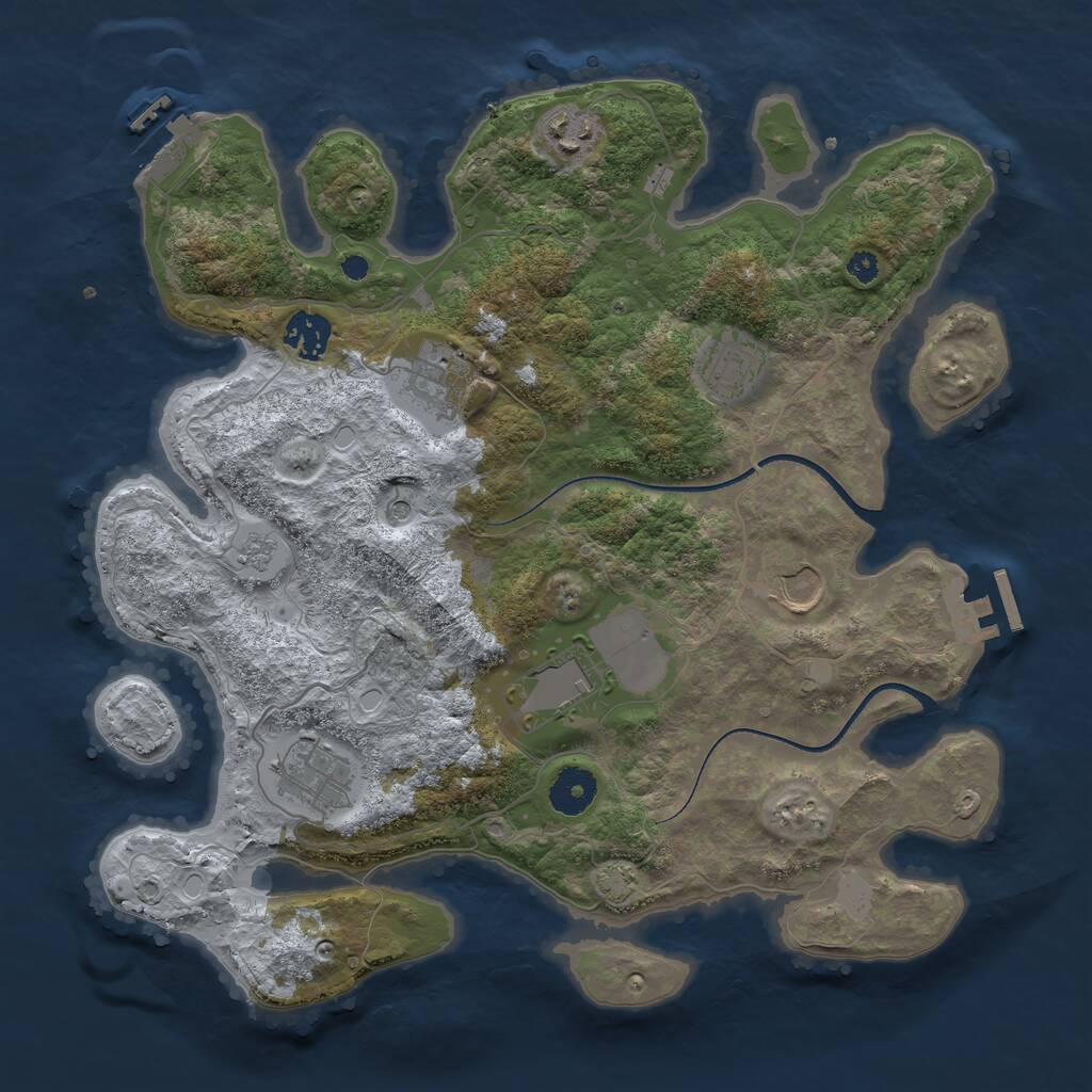 Rust Map: Procedural Map, Size: 3500, Seed: 1707755538, 13 Monuments
