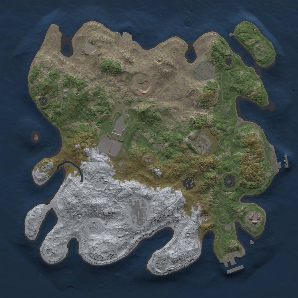 Rust Map: Procedural Map, Size: 3500, Seed: 123453463, 16 Monuments