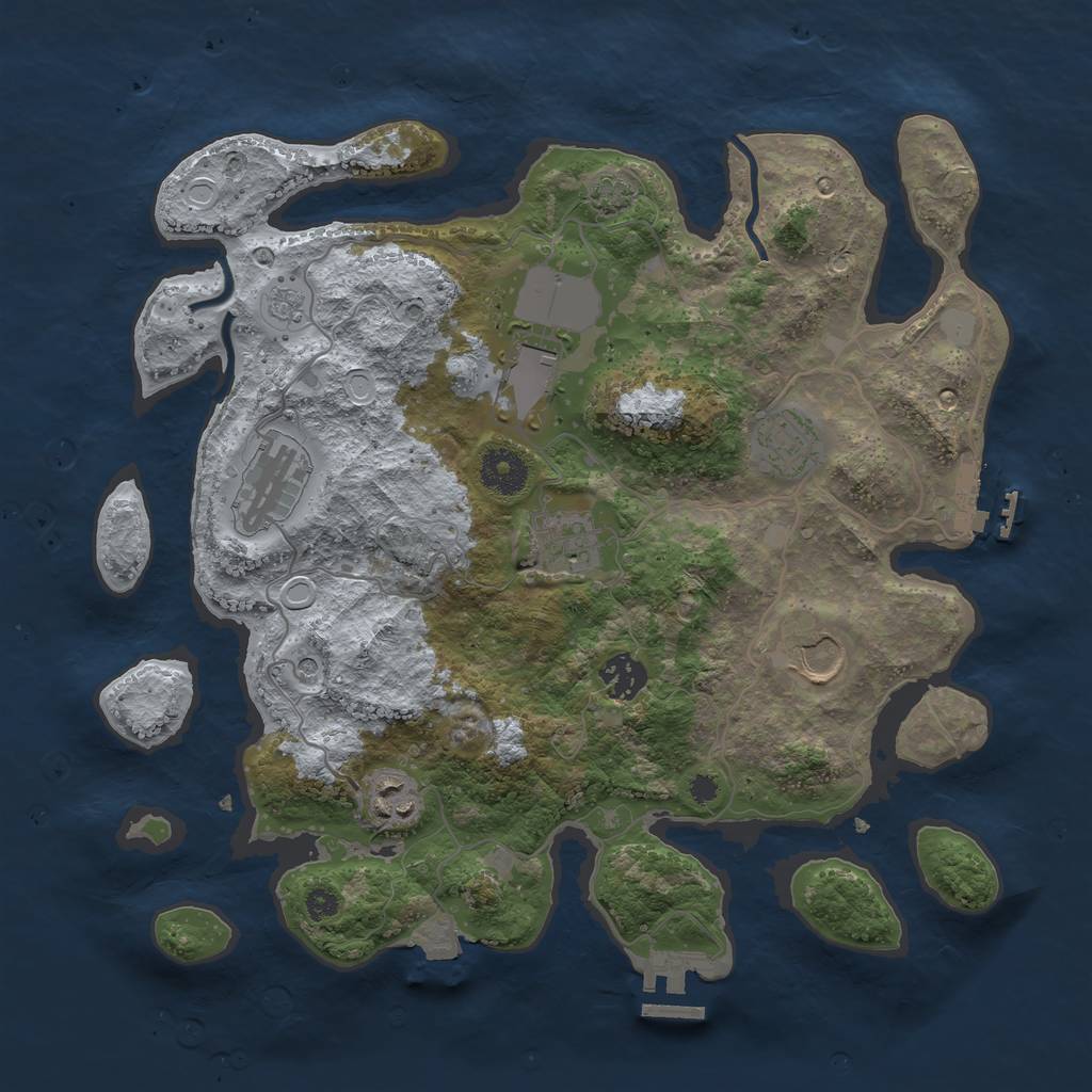Rust Map: Procedural Map, Size: 3500, Seed: 1552126541, 15 Monuments
