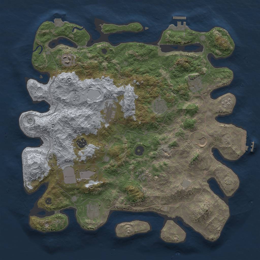 Rust Map: Procedural Map, Size: 4000, Seed: 819720809, 18 Monuments