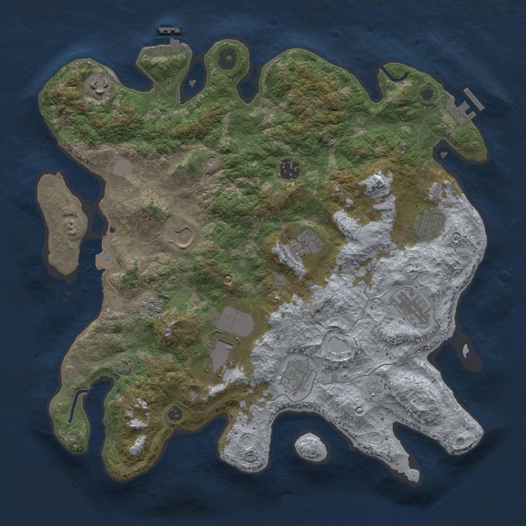 Rust Map: Procedural Map, Size: 3875, Seed: 93914515, 17 Monuments