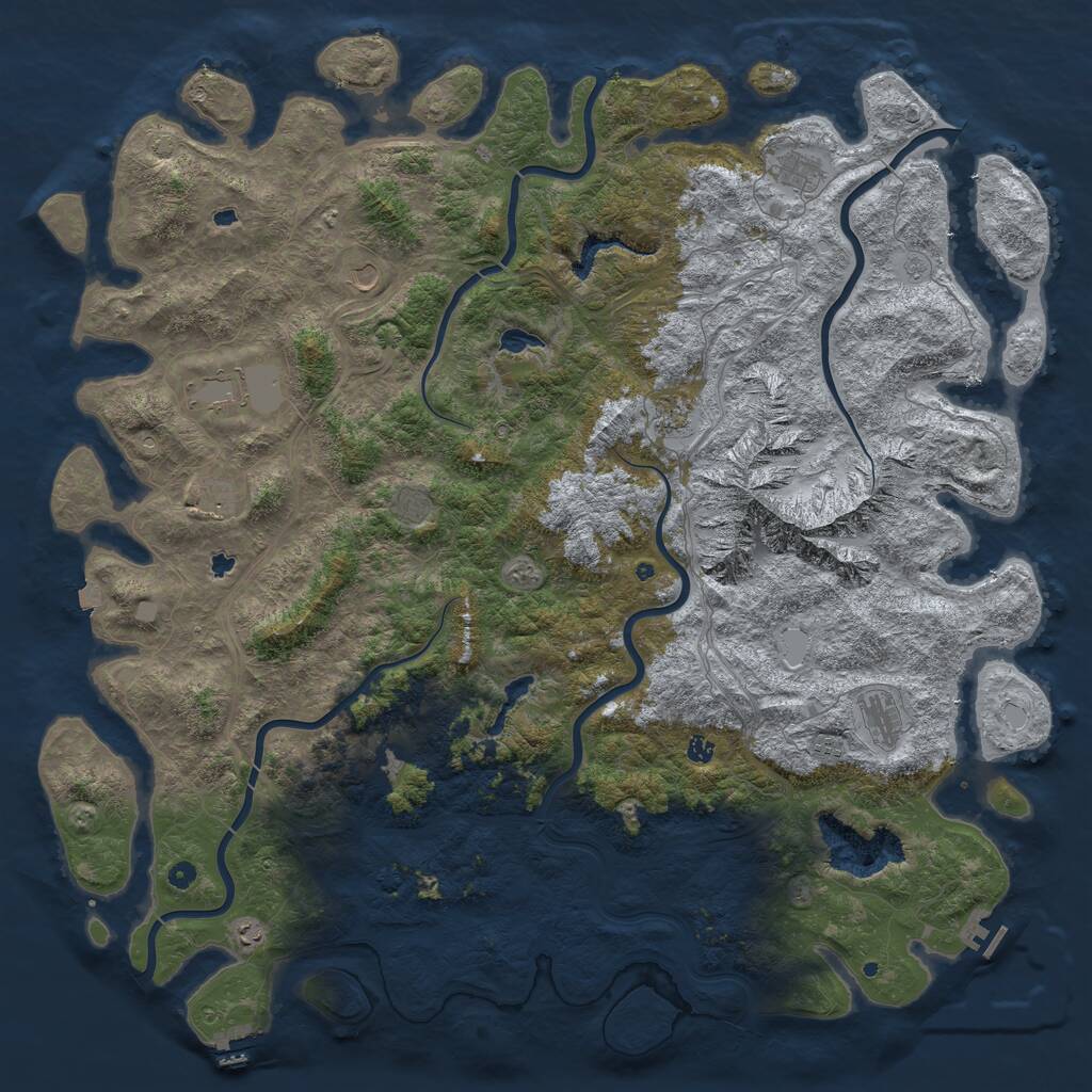Rust Map: Procedural Map, Size: 6000, Seed: 79071924, 17 Monuments