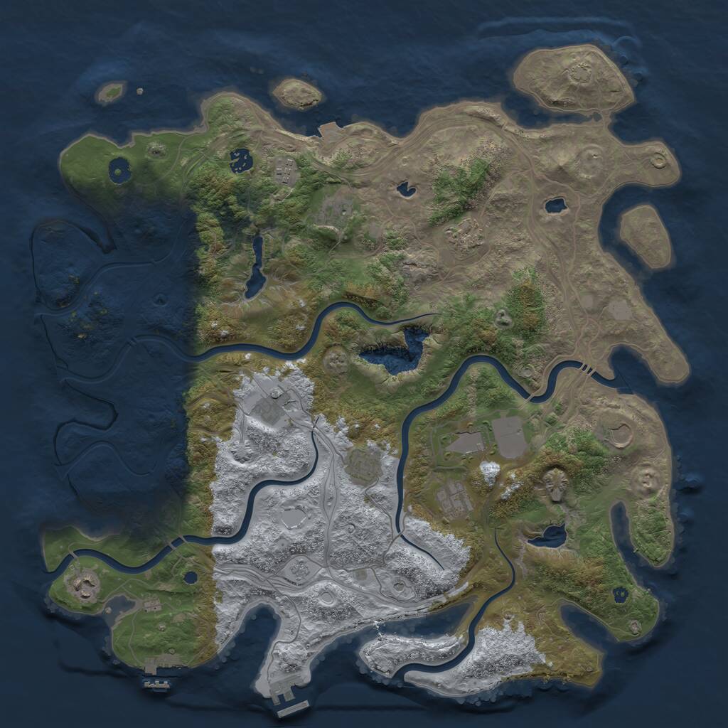 Rust Map: Procedural Map, Size: 4500, Seed: 972090061, 16 Monuments