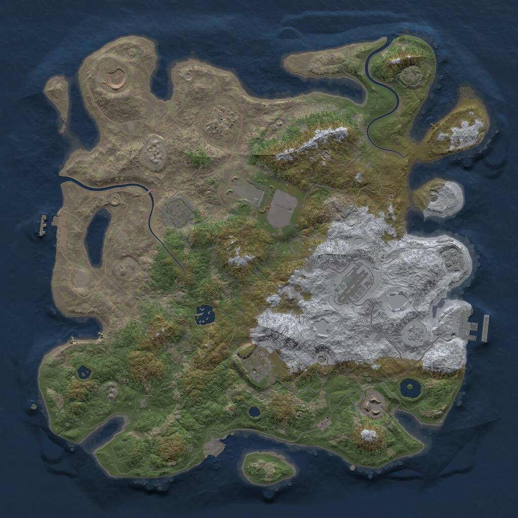 Rust Map: Procedural Map, Size: 3800, Seed: 22999853, 15 Monuments