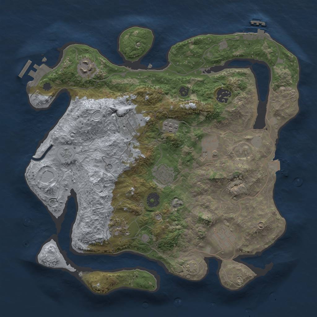 Rust Map: Procedural Map, Size: 3300, Seed: 1993818832, 16 Monuments