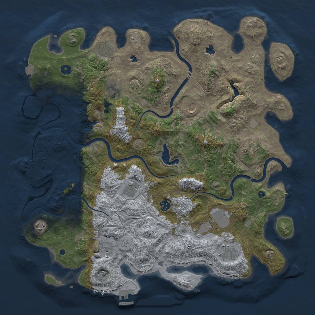 Rust Map: Procedural Map, Size: 4500, Seed: 1727149073, 17 Monuments