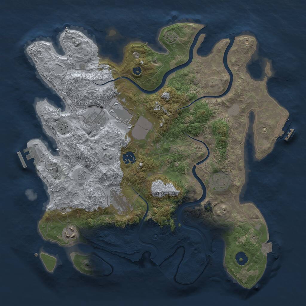 Rust Map: Procedural Map, Size: 3600, Seed: 229265767, 13 Monuments