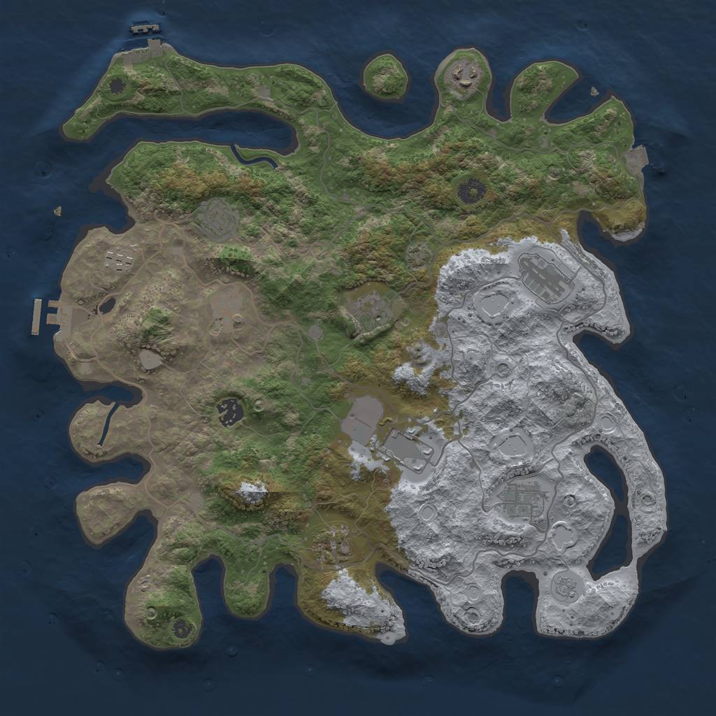 Rust Map: Procedural Map, Size: 4000, Seed: 131211, 18 Monuments