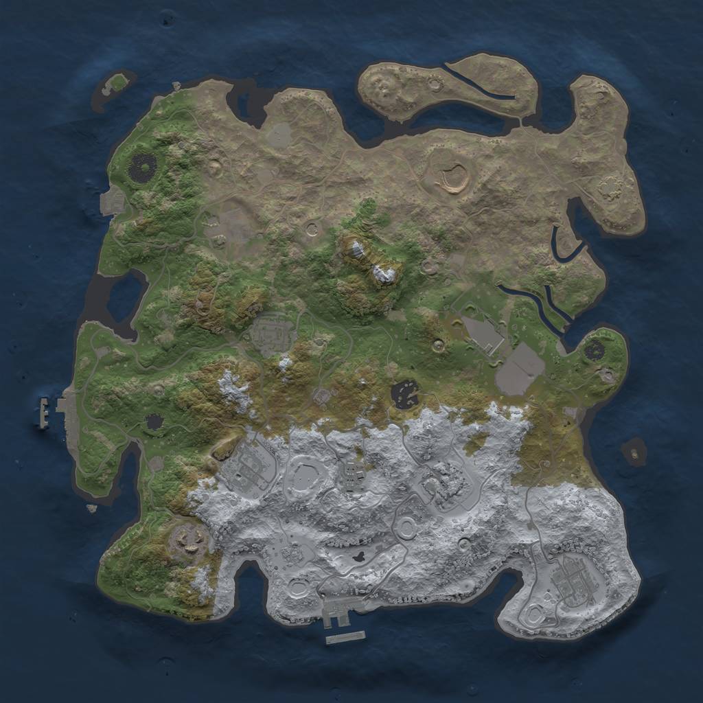 Rust Map: Procedural Map, Size: 3600, Seed: 12007, 18 Monuments