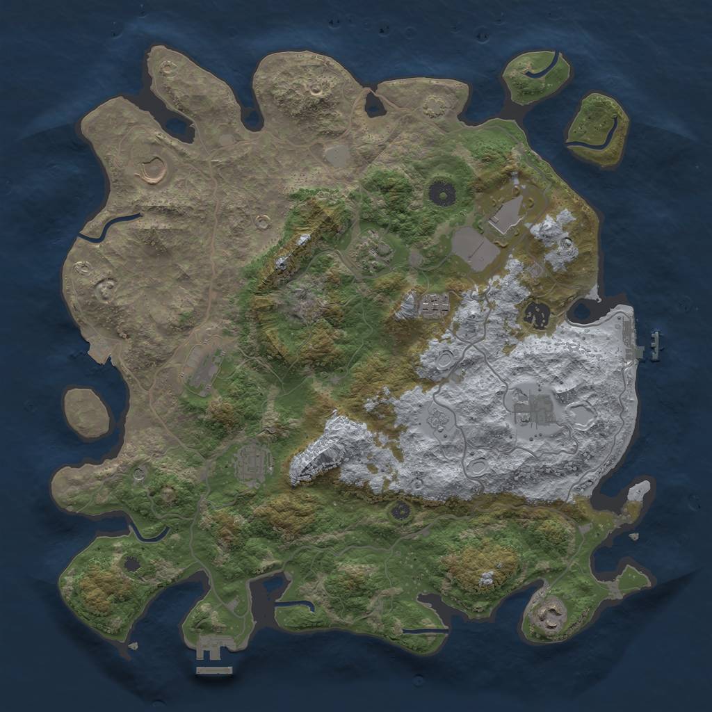 Rust Map: Procedural Map, Size: 4000, Seed: 847913534, 17 Monuments