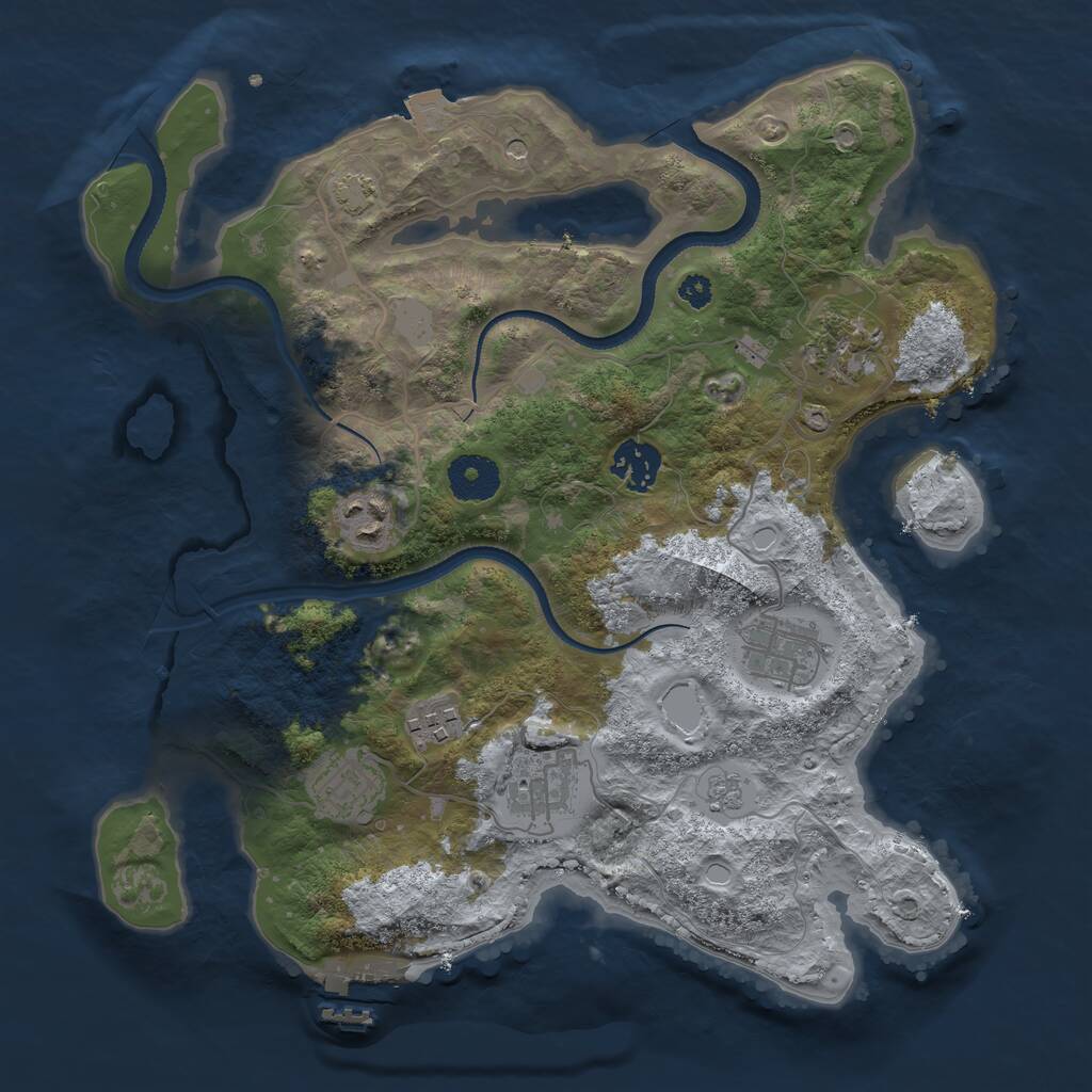 Rust Map: Procedural Map, Size: 3300, Seed: 1682261552, 12 Monuments