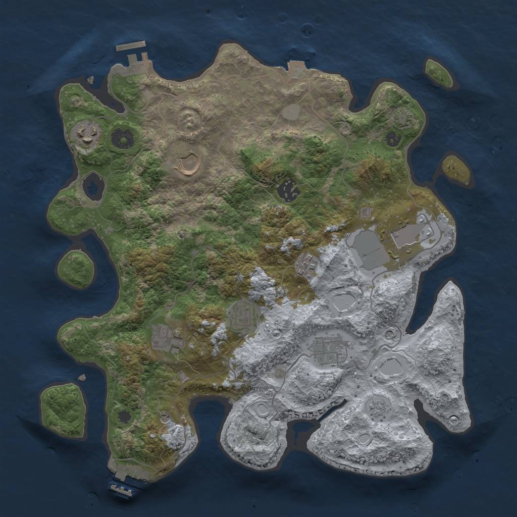 Rust Map: Procedural Map, Size: 3500, Seed: 1842404417, 16 Monuments
