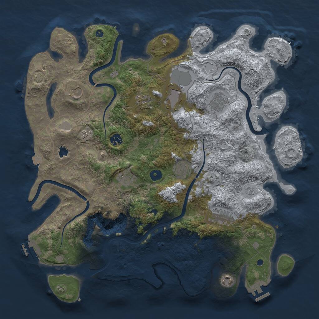 Rust Map: Procedural Map, Size: 4100, Seed: 2067732747, 16 Monuments