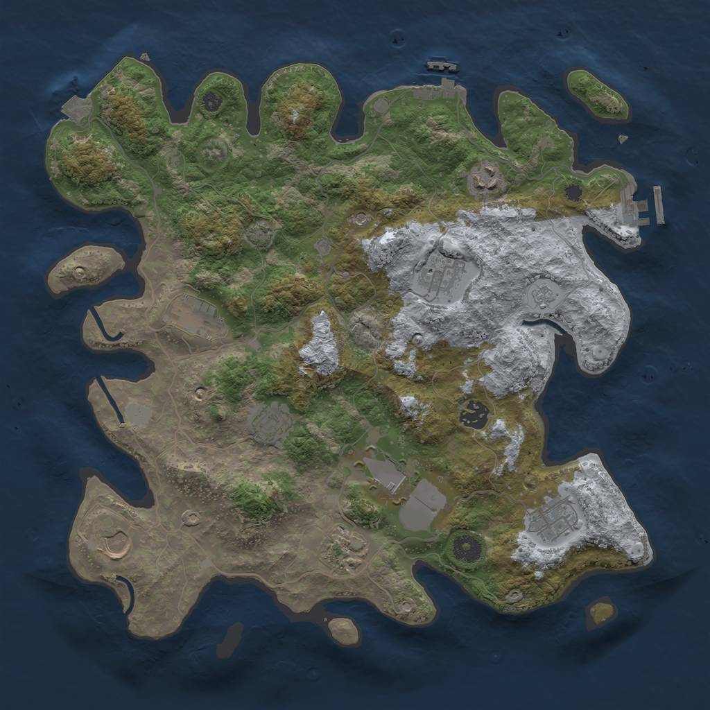 Rust Map: Procedural Map, Size: 3750, Seed: 26680762, 17 Monuments