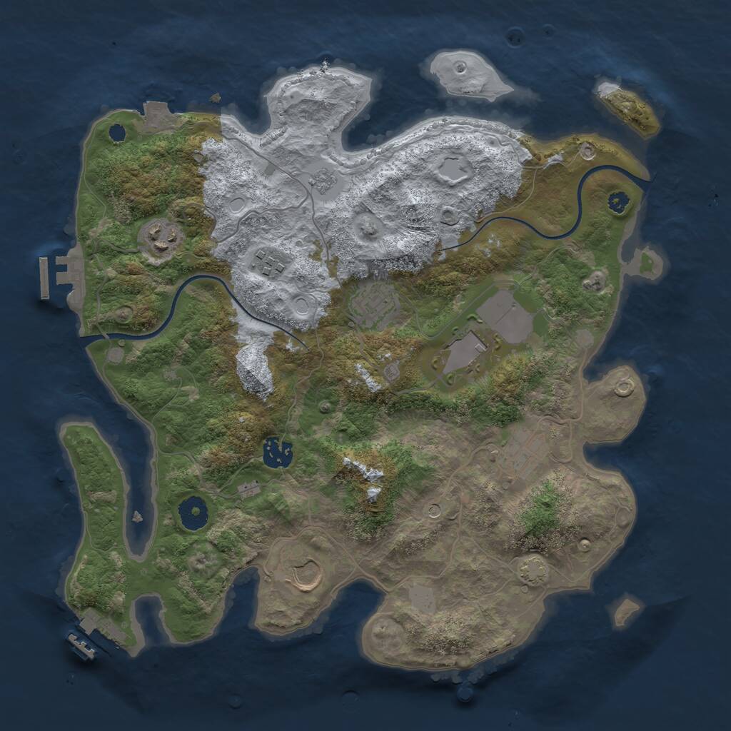 Rust Map: Procedural Map, Size: 3500, Seed: 74214181, 13 Monuments