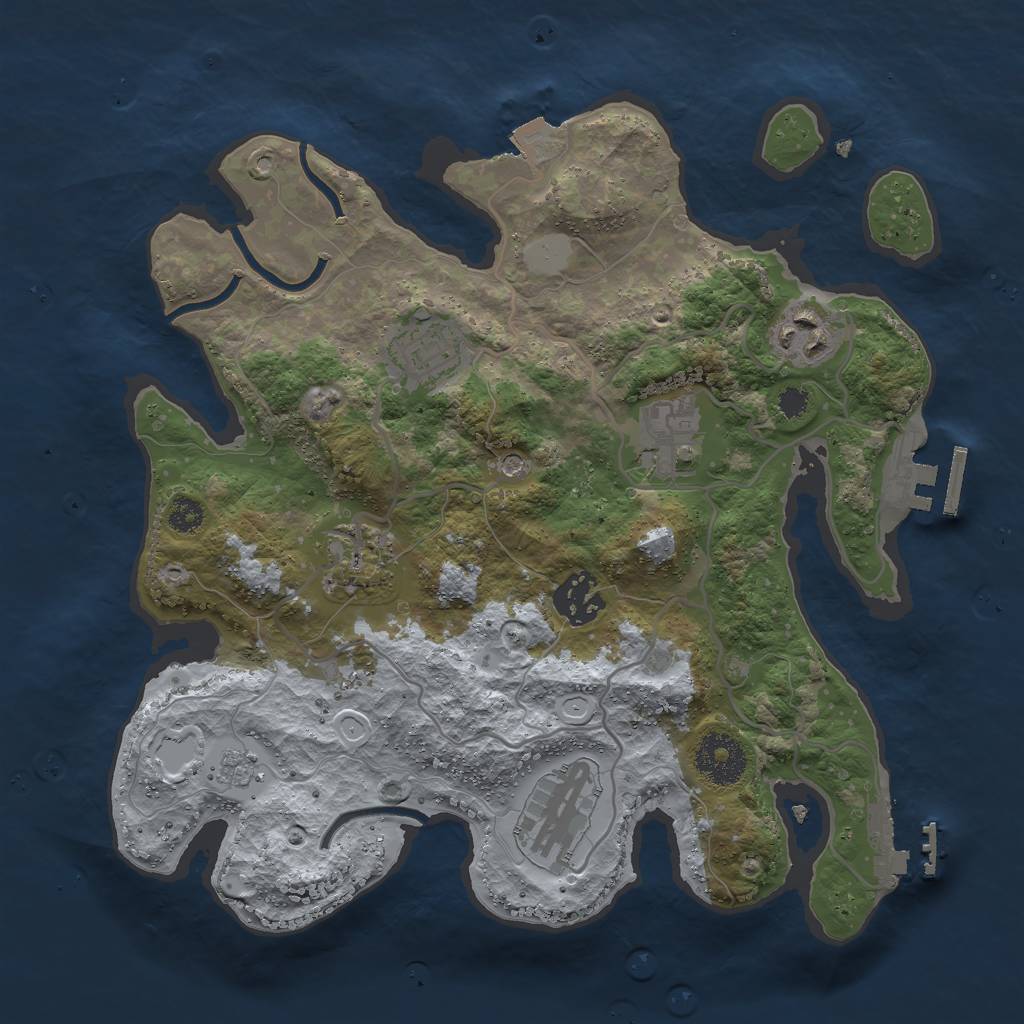 Rust Map: Procedural Map, Size: 3000, Seed: 772095949, 13 Monuments