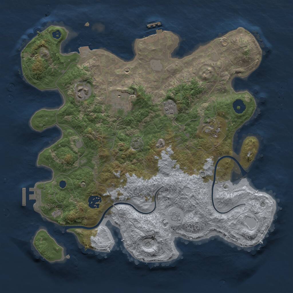 Rust Map: Procedural Map, Size: 3300, Seed: 2011749547, 11 Monuments