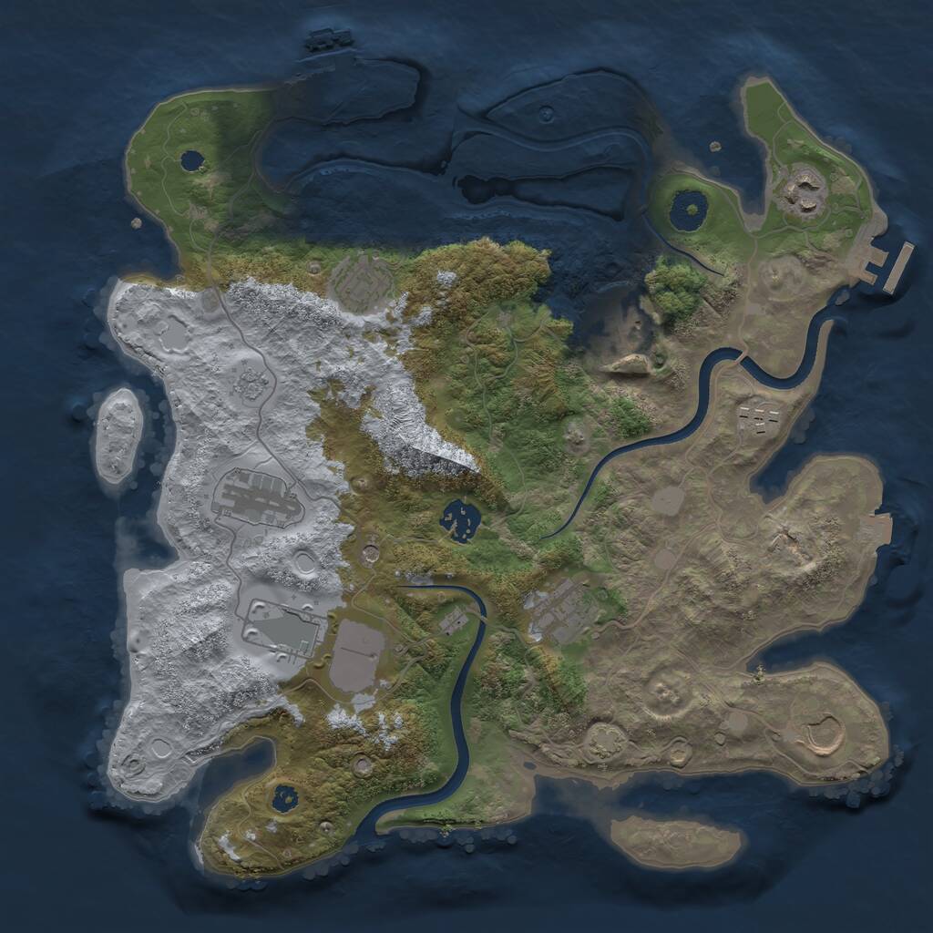 Rust Map: Procedural Map, Size: 3500, Seed: 595630495, 15 Monuments