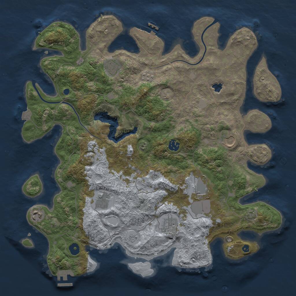 Rust Map: Procedural Map, Size: 4000, Seed: 2015773975, 14 Monuments