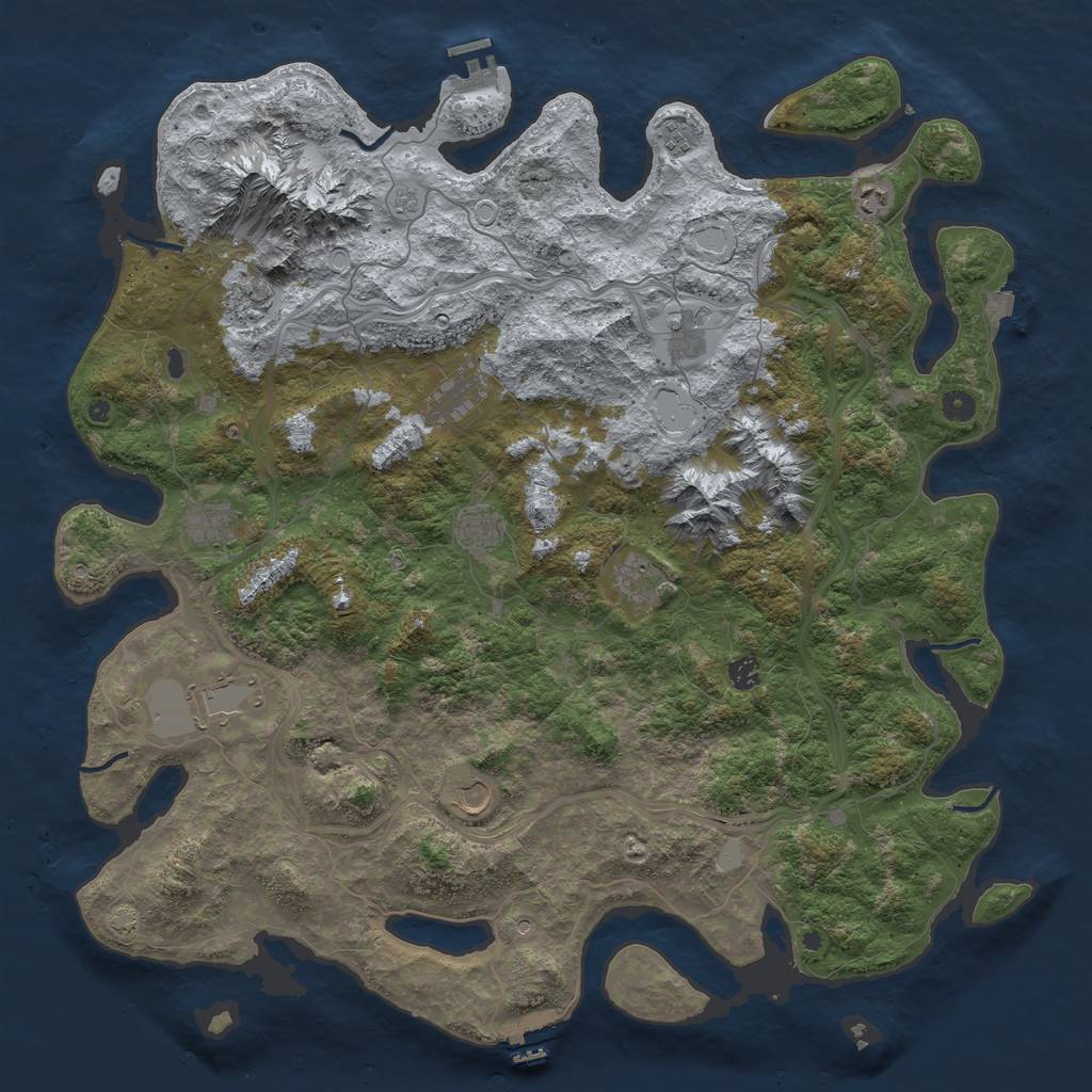 Rust Map: Procedural Map, Size: 5000, Seed: 1411809493, 19 Monuments