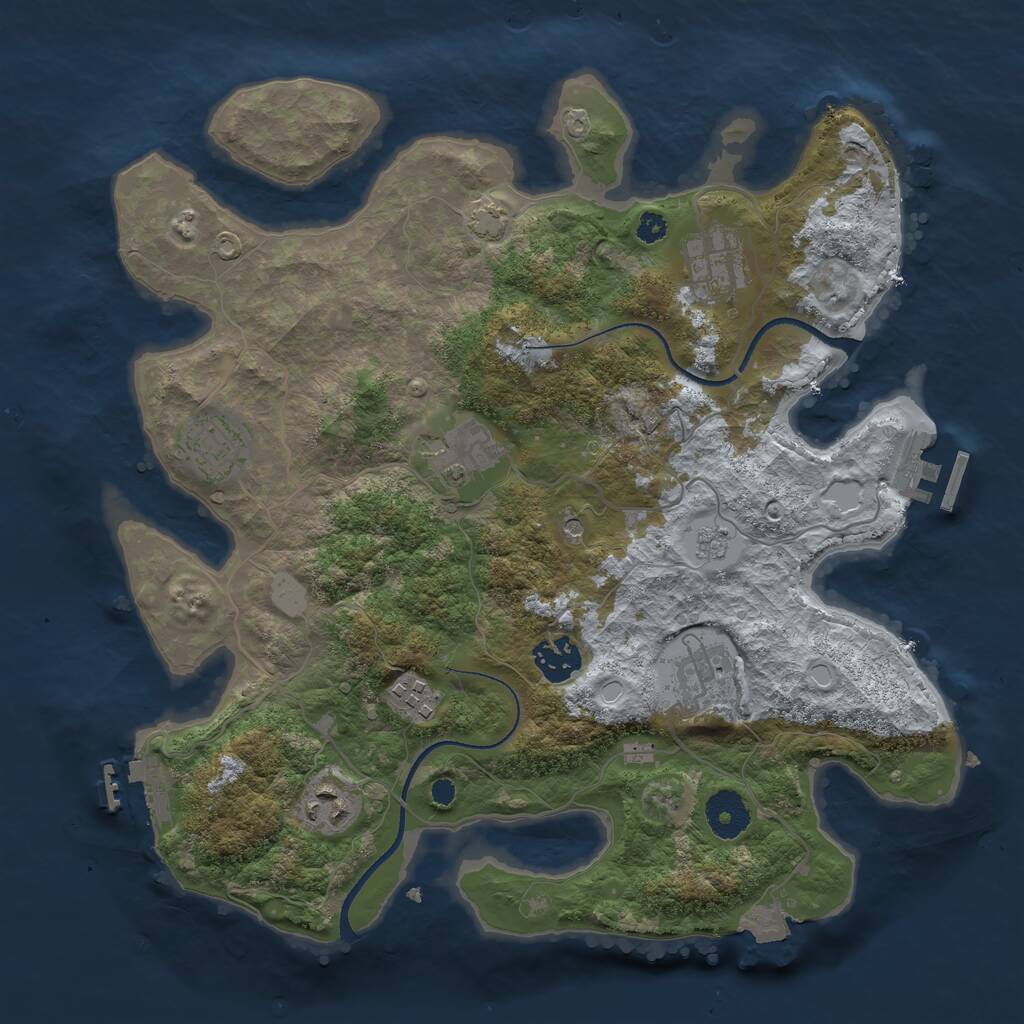 Rust Map: Procedural Map, Size: 3390, Seed: 312667, 13 Monuments