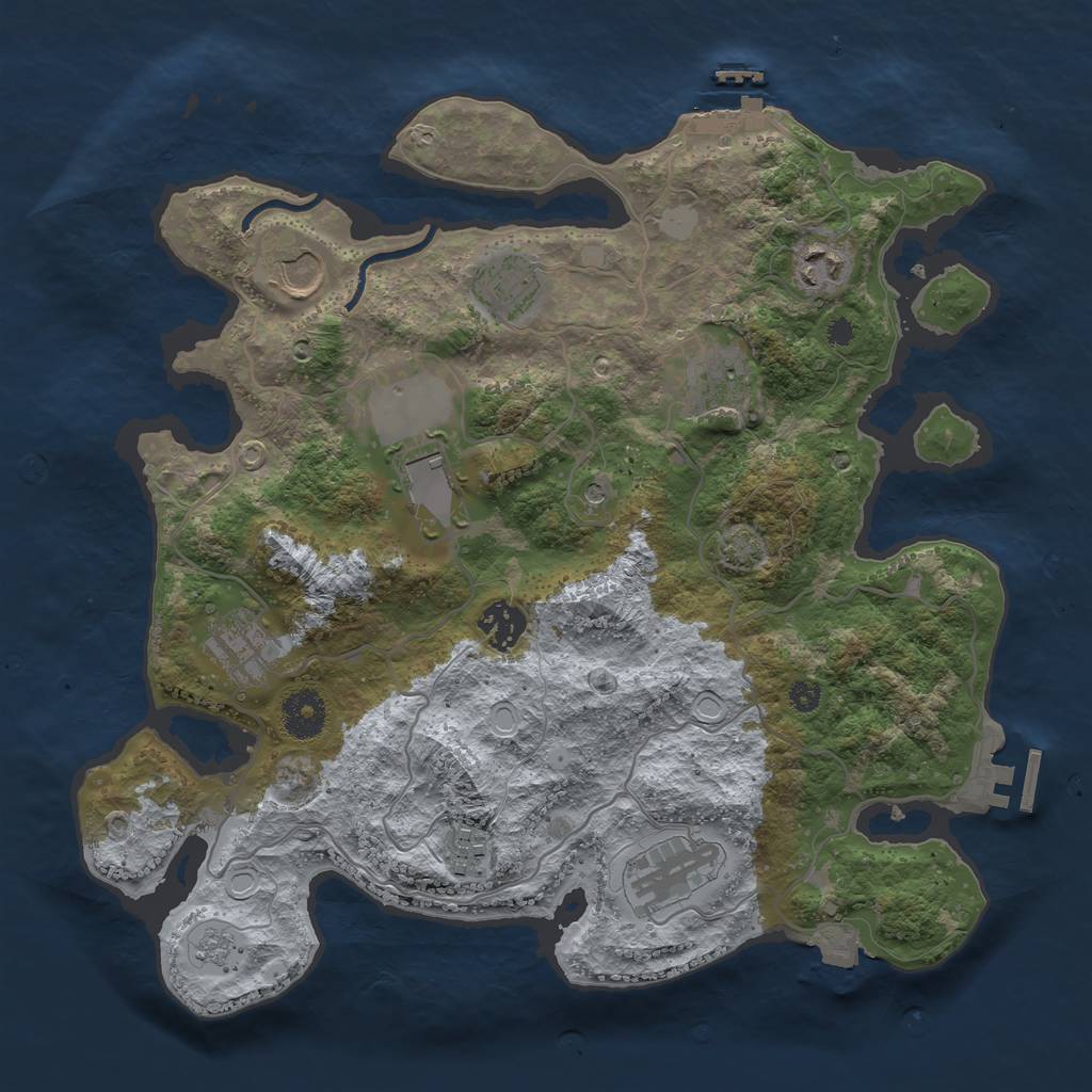 Rust Map: Procedural Map, Size: 3500, Seed: 374412969, 17 Monuments