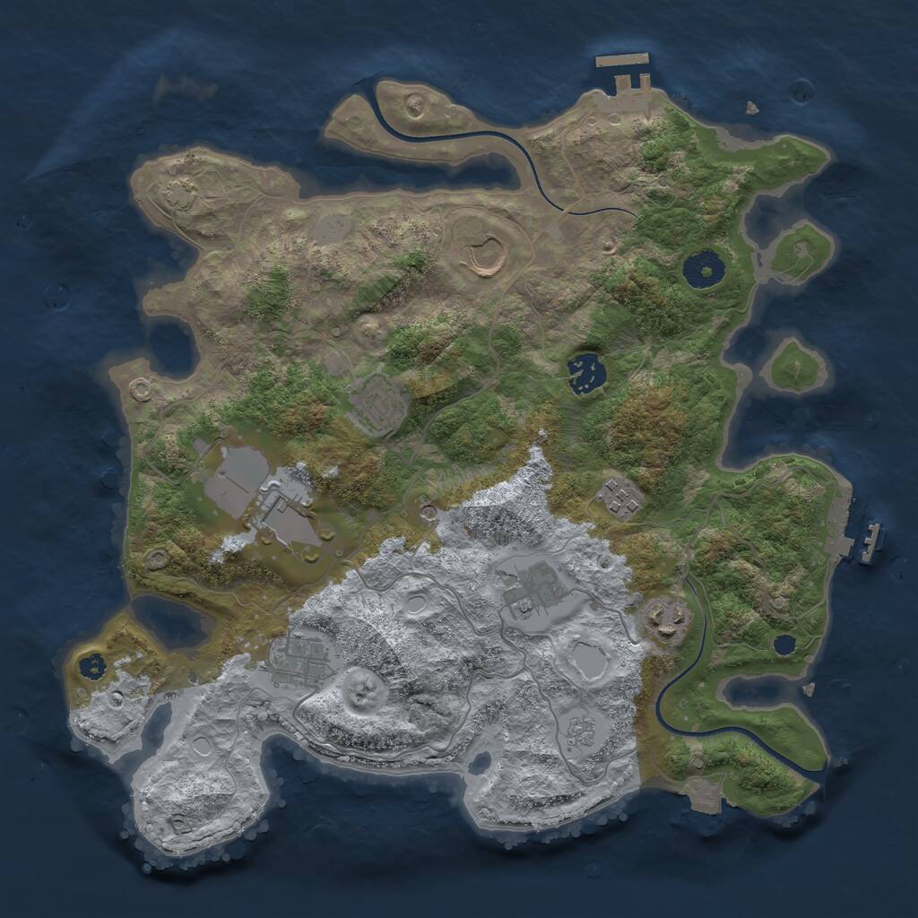 Rust Map: Procedural Map, Size: 3500, Seed: 374412969, 14 Monuments