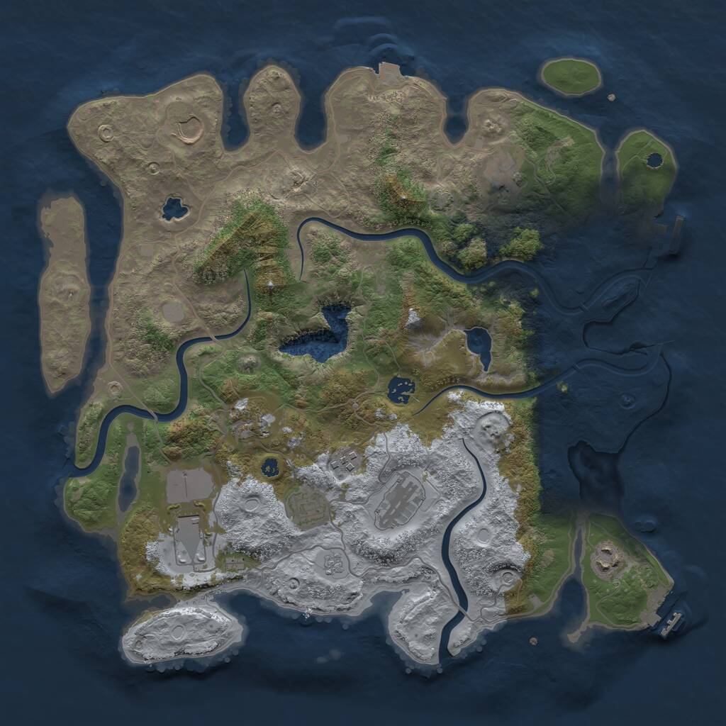 Rust Map: Procedural Map, Size: 4000, Seed: 777444, 15 Monuments