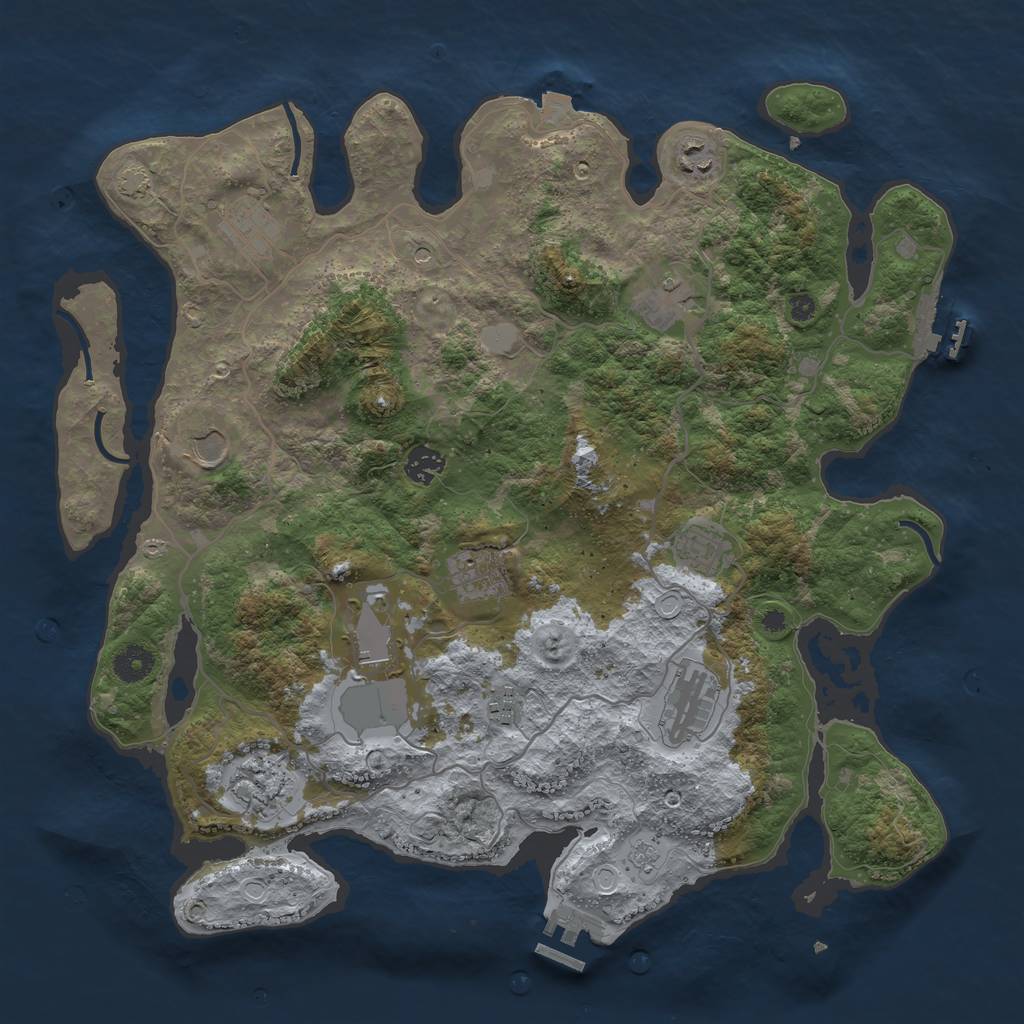 Rust Map: Procedural Map, Size: 4000, Seed: 777444, 19 Monuments