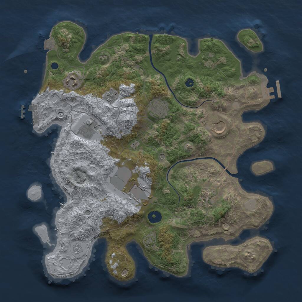 Rust Map: Procedural Map, Size: 3500, Seed: 729633, 13 Monuments
