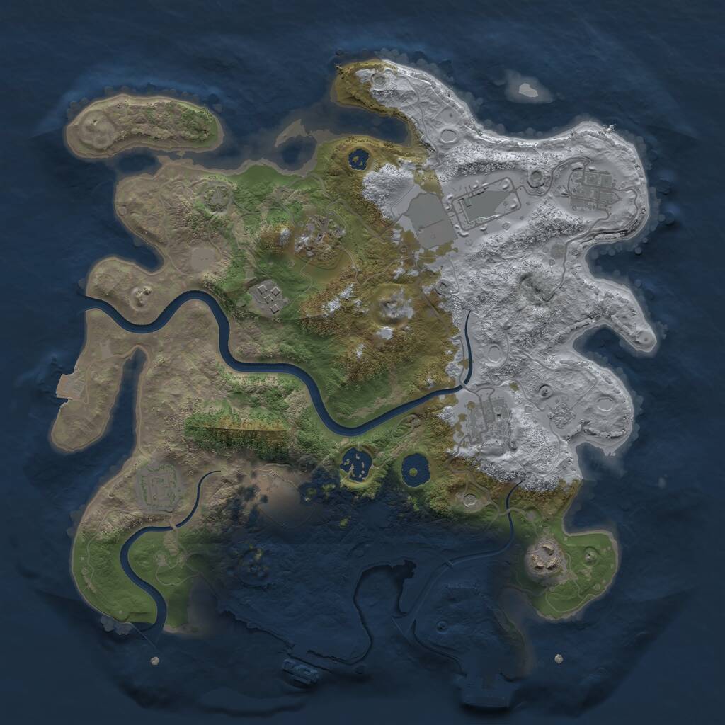Rust Map: Procedural Map, Size: 3500, Seed: 39763011, 15 Monuments