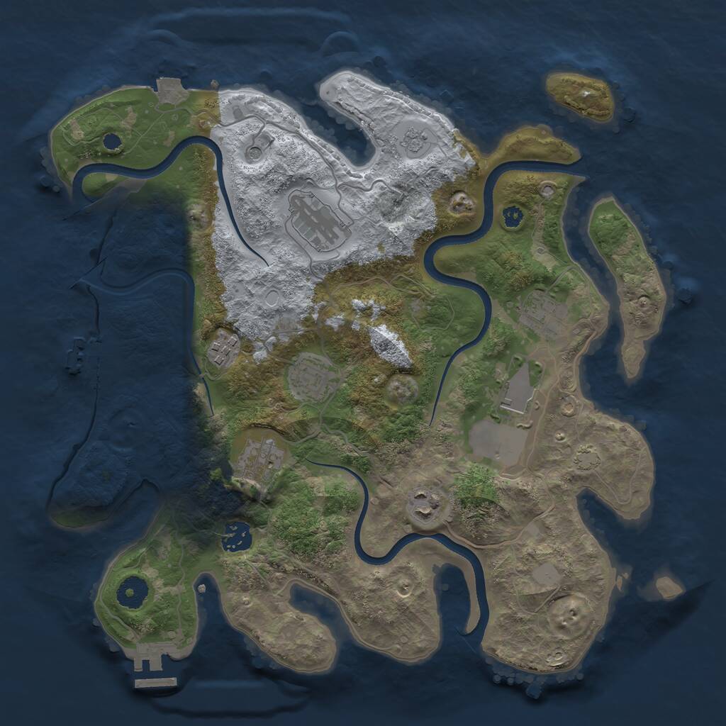 Rust Map: Procedural Map, Size: 3500, Seed: 419472126, 14 Monuments