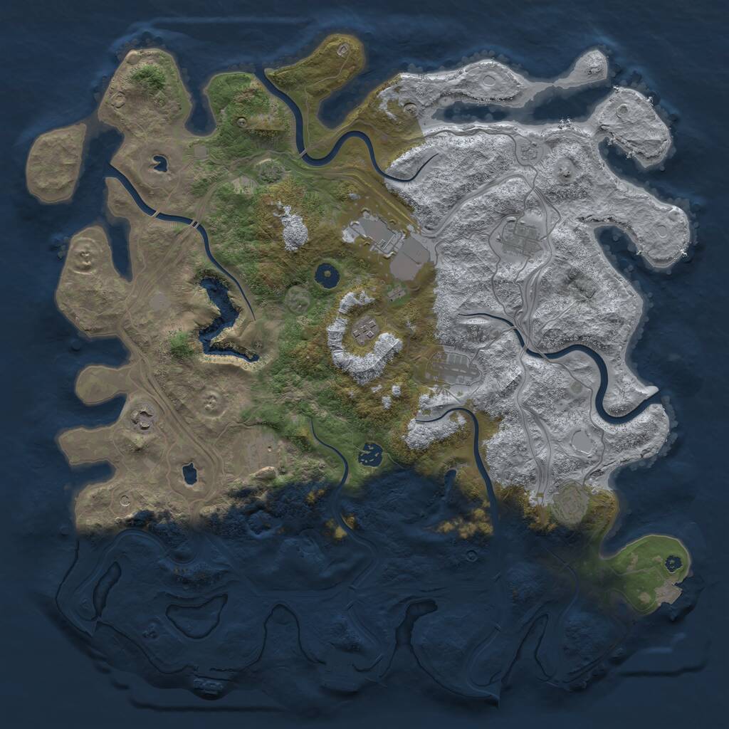 Rust Map: Procedural Map, Size: 4500, Seed: 1318773054, 14 Monuments