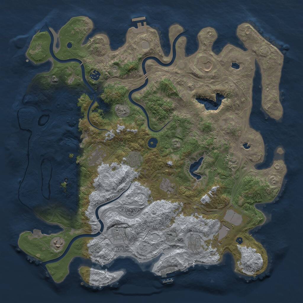 Rust Map: Procedural Map, Size: 4500, Seed: 1199964733, 17 Monuments