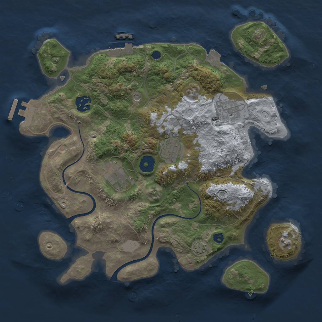 Rust Map: Procedural Map, Size: 3000, Seed: 8910, 9 Monuments