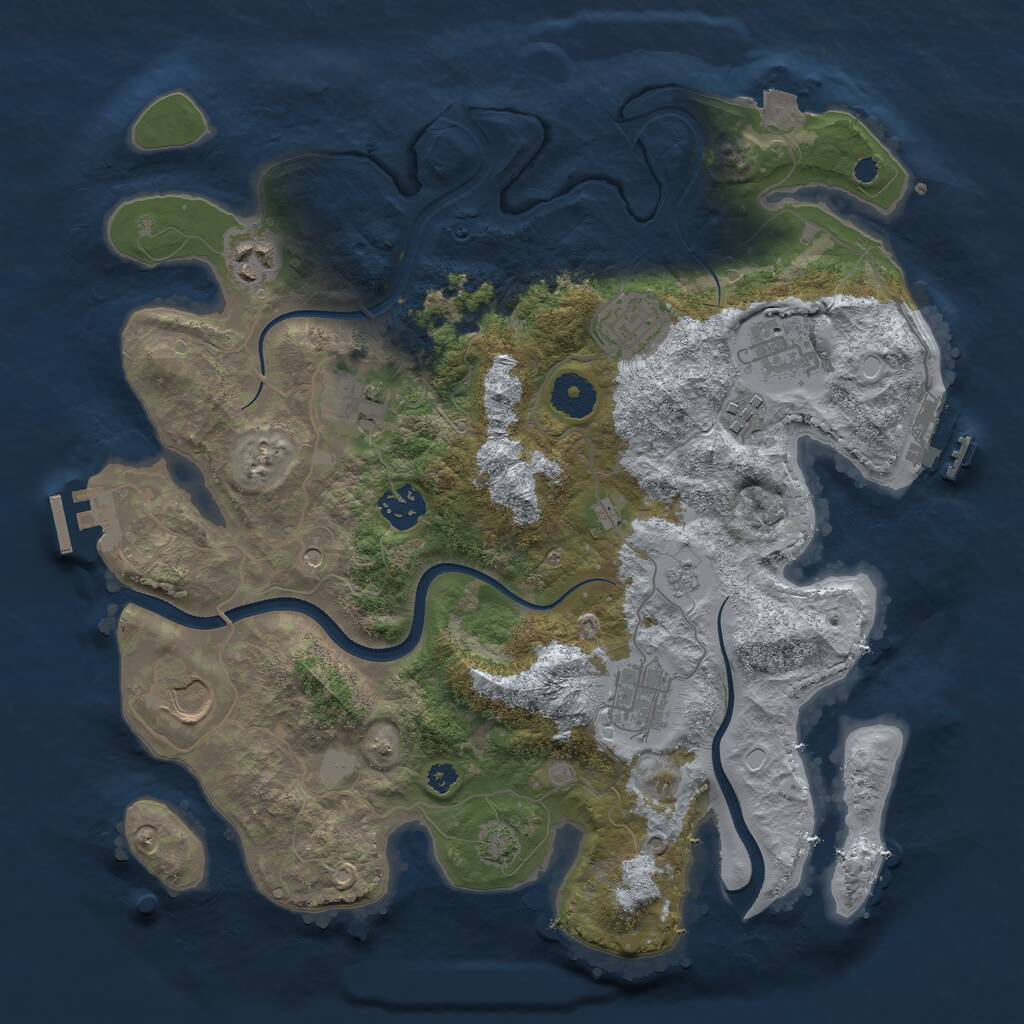 Rust Map: Procedural Map, Size: 3500, Seed: 191686404, 14 Monuments