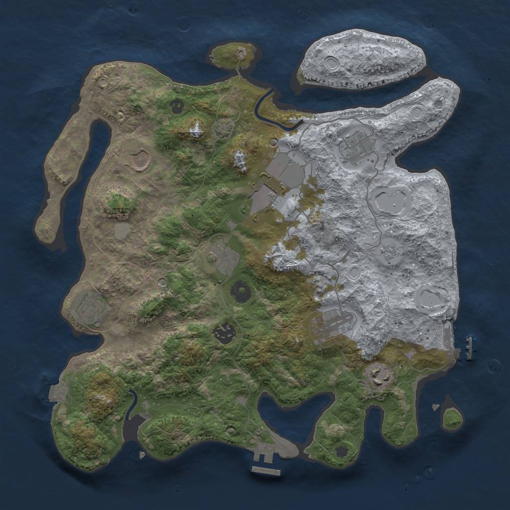 Rust Map: Procedural Map, Size: 3600, Seed: 22007, 16 Monuments