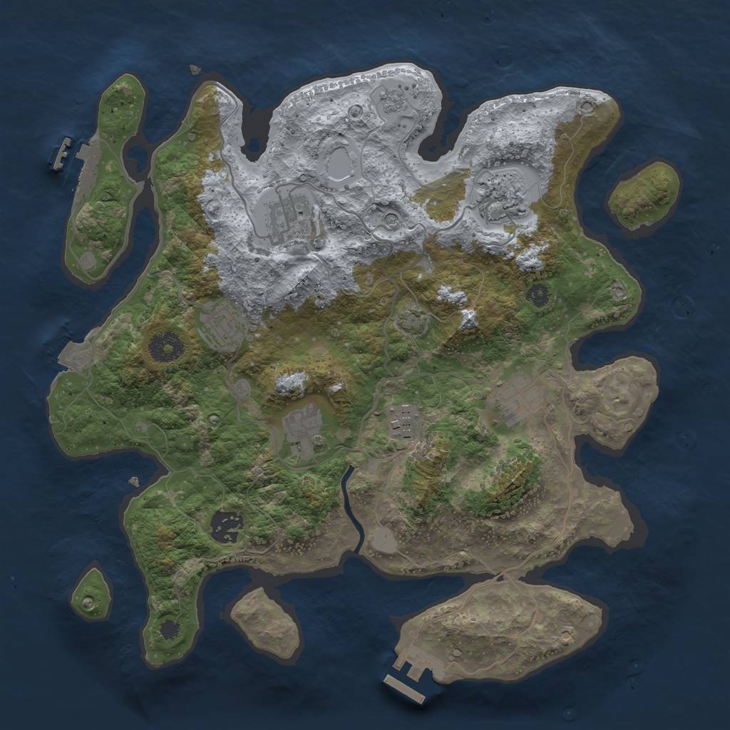 Rust Map: Procedural Map, Size: 3300, Seed: 1392413625, 15 Monuments