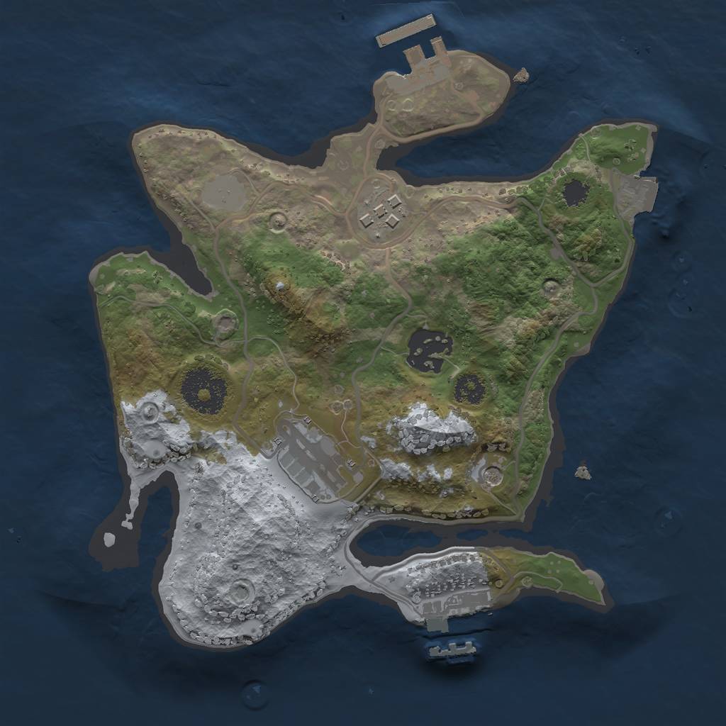 Rust Map: Procedural Map, Size: 2400, Seed: 1487, 9 Monuments