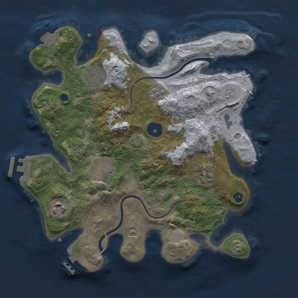Rust Map: Procedural Map, Size: 3000, Seed: 543376, 11 Monuments