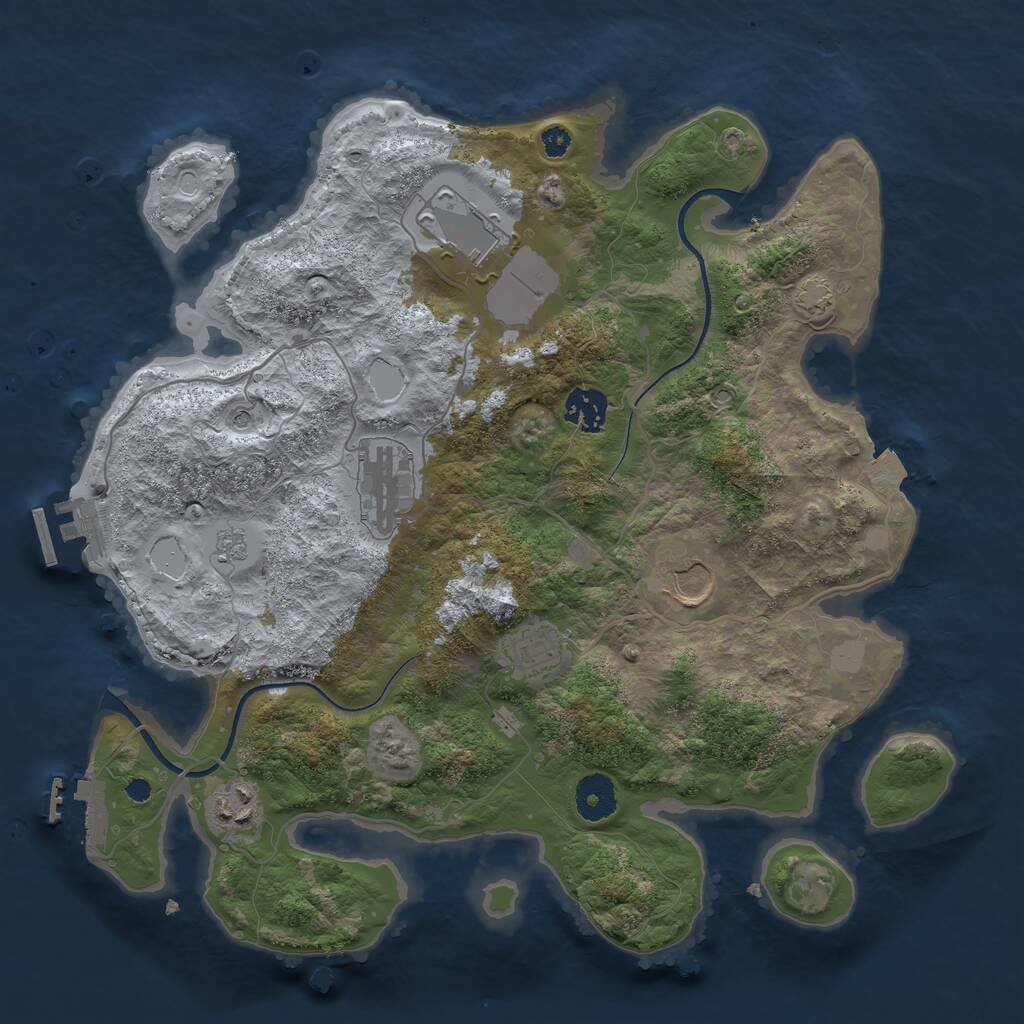 Rust Map: Procedural Map, Size: 3500, Seed: 77206055, 12 Monuments