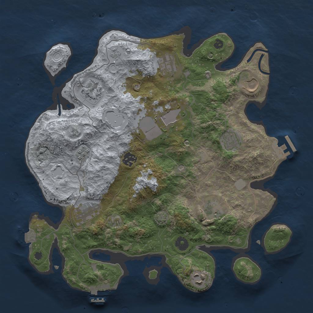 Rust Map: Procedural Map, Size: 3500, Seed: 77206055, 18 Monuments