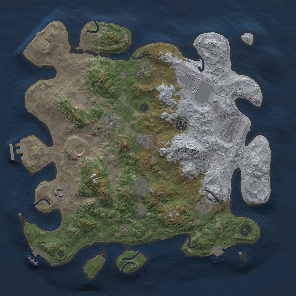 Rust Map: Procedural Map, Size: 3800, Seed: 1513515794, 18 Monuments