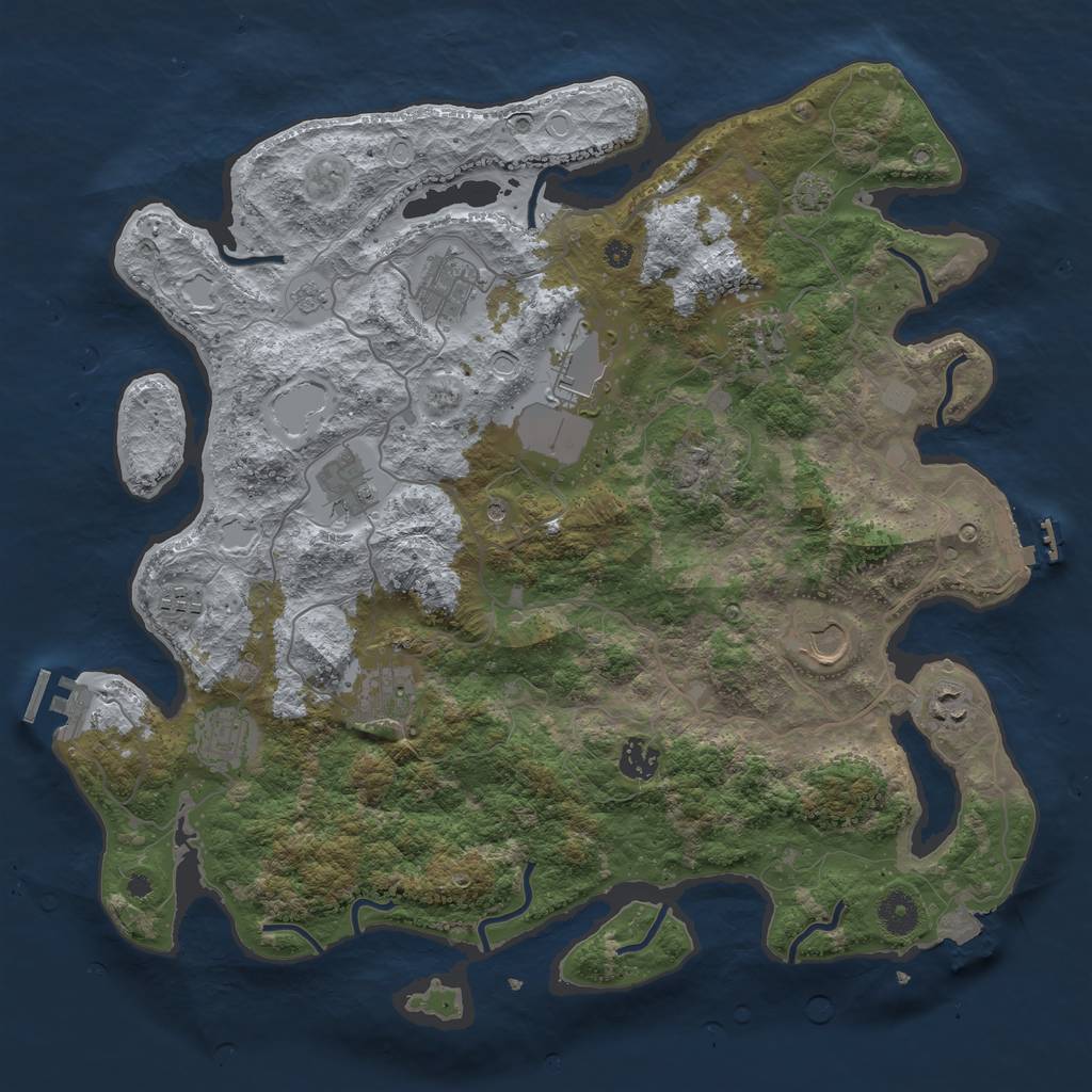 Rust Map: Procedural Map, Size: 4000, Seed: 1642047390, 18 Monuments