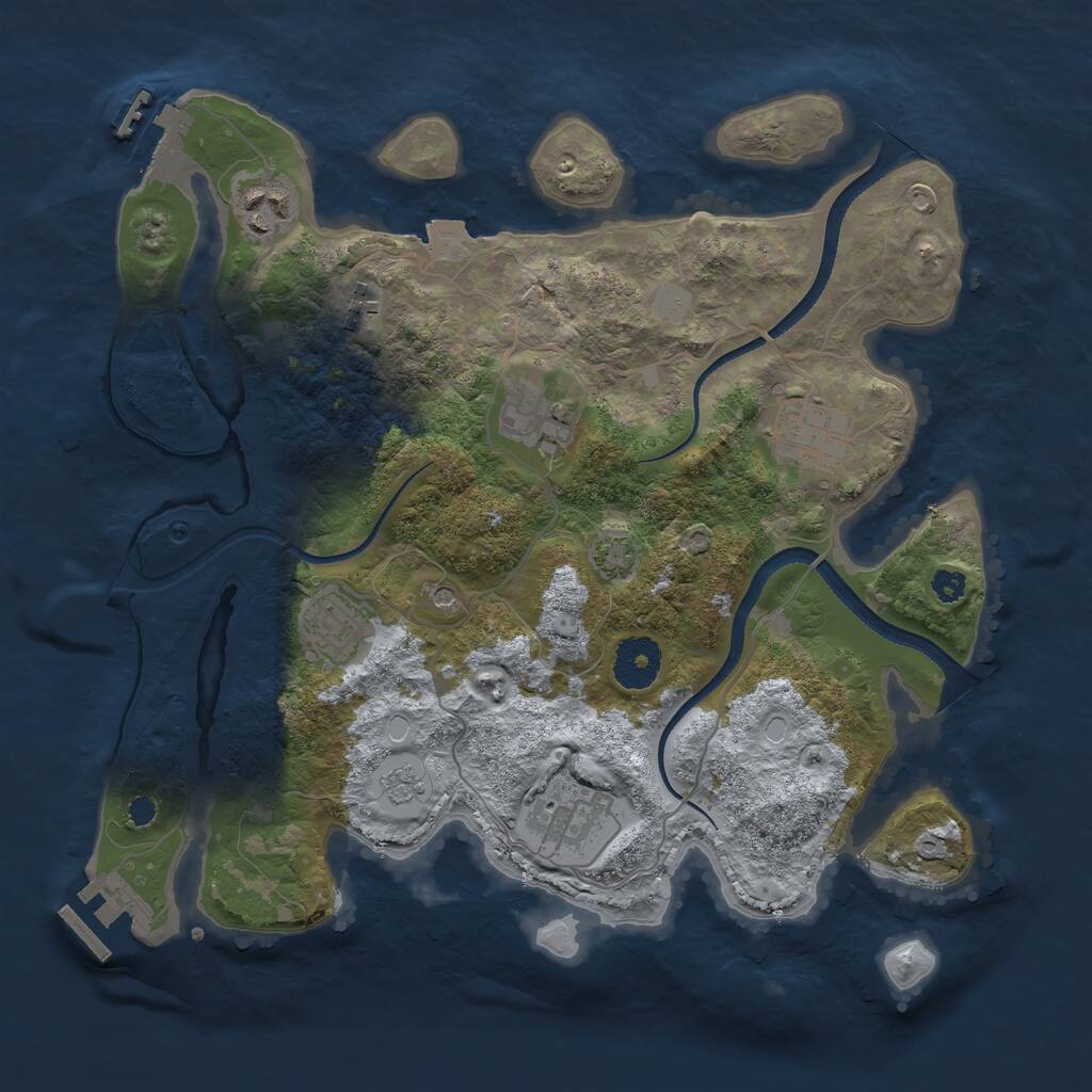 Rust Map: Procedural Map, Size: 3250, Seed: 357655791, 12 Monuments